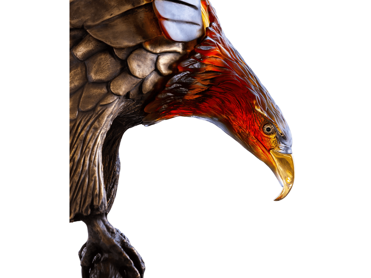 Daum Aigle royal prestige crystal eagle sculpture with red and gold tones