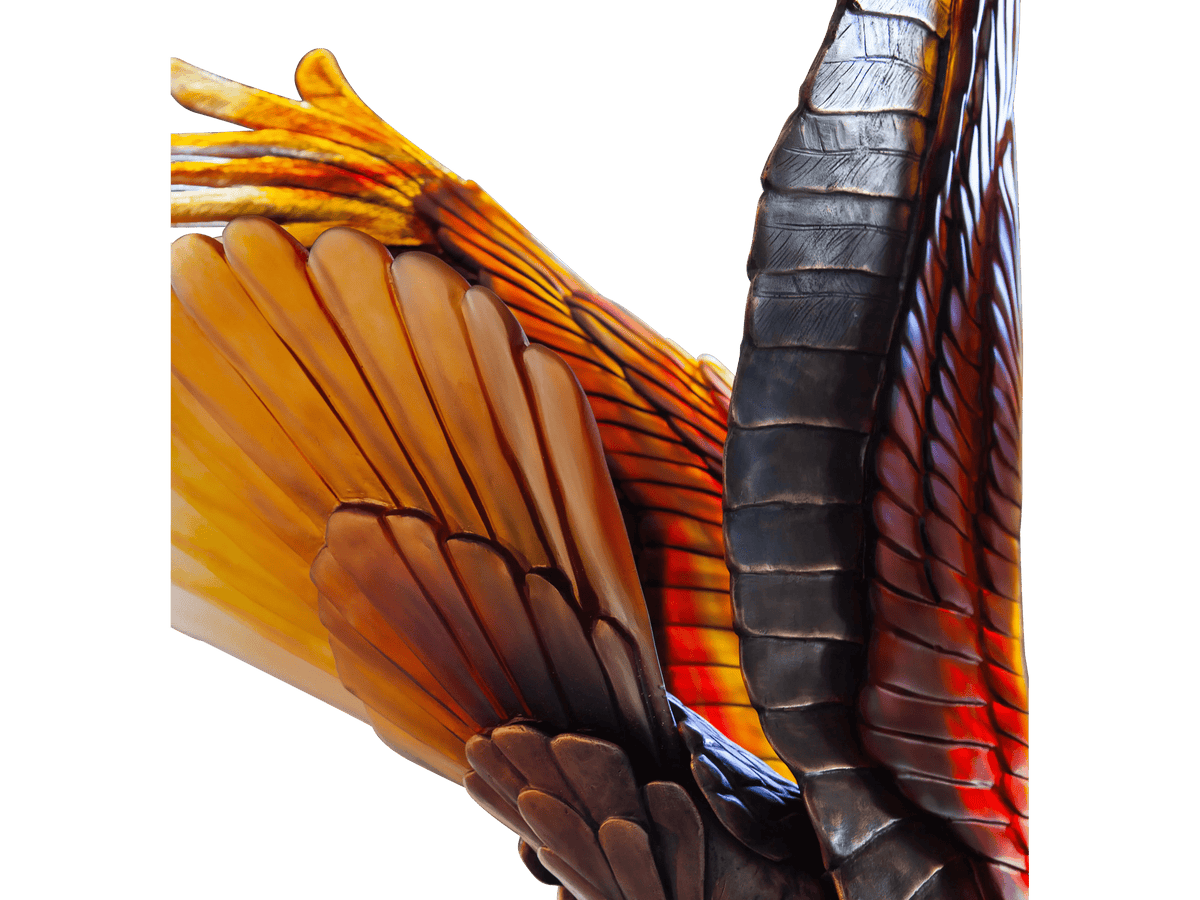 Daum Aigle royal prestige glass eagle sculpture with amber and dark textured wings