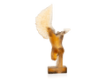 Daum Céyx sculpture by Dominique Vial, amber-toned glass winged figure on a square base.