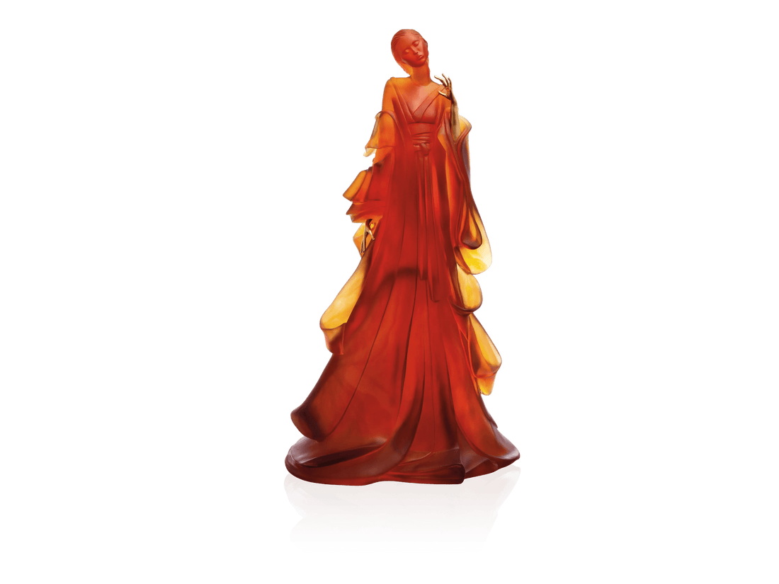 Daum Kabuki Ambre de Marie-Paule Deville-Chabrolle 375ex amber glass sculpture