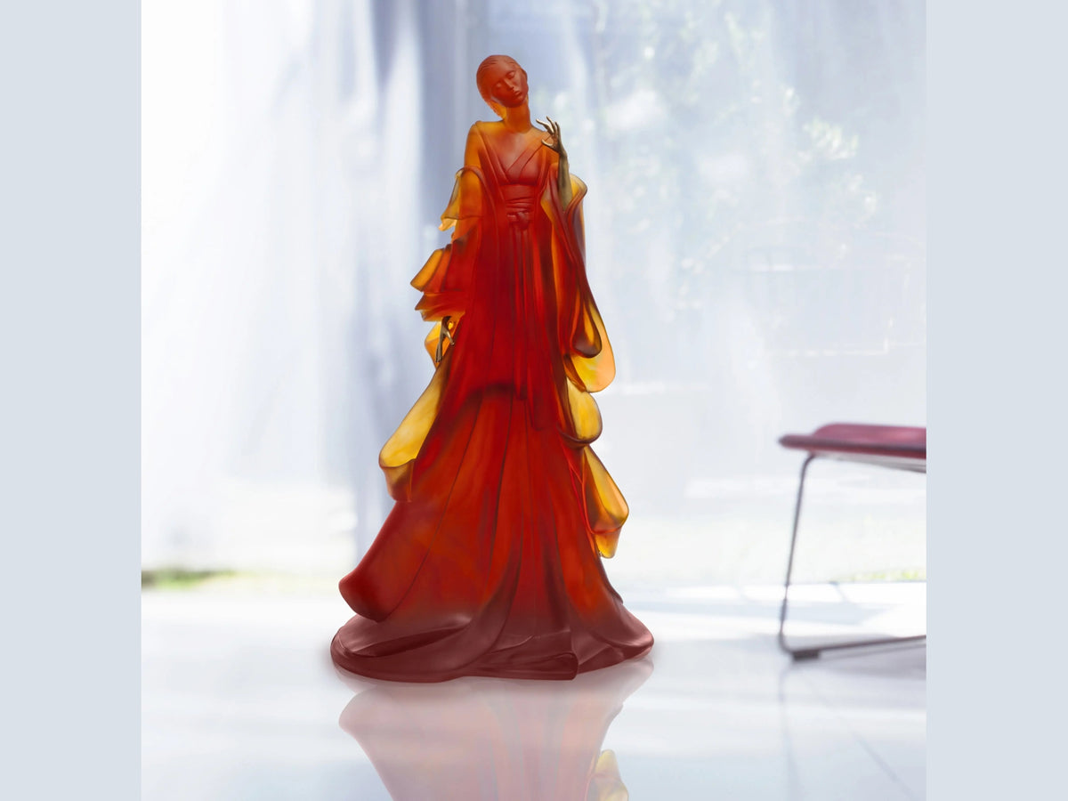 Daum Kabuki Ambre de Marie-Paule Deville-Chabrolle 375ex glass figurine in amber tones