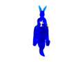 Blue Daum Kangourou Wally glass figurine by Yves Henry on a white background.