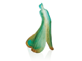 Daum Lady Ginkgo sculpture by Maria-Luise Bodirsky in teal and amber glass.