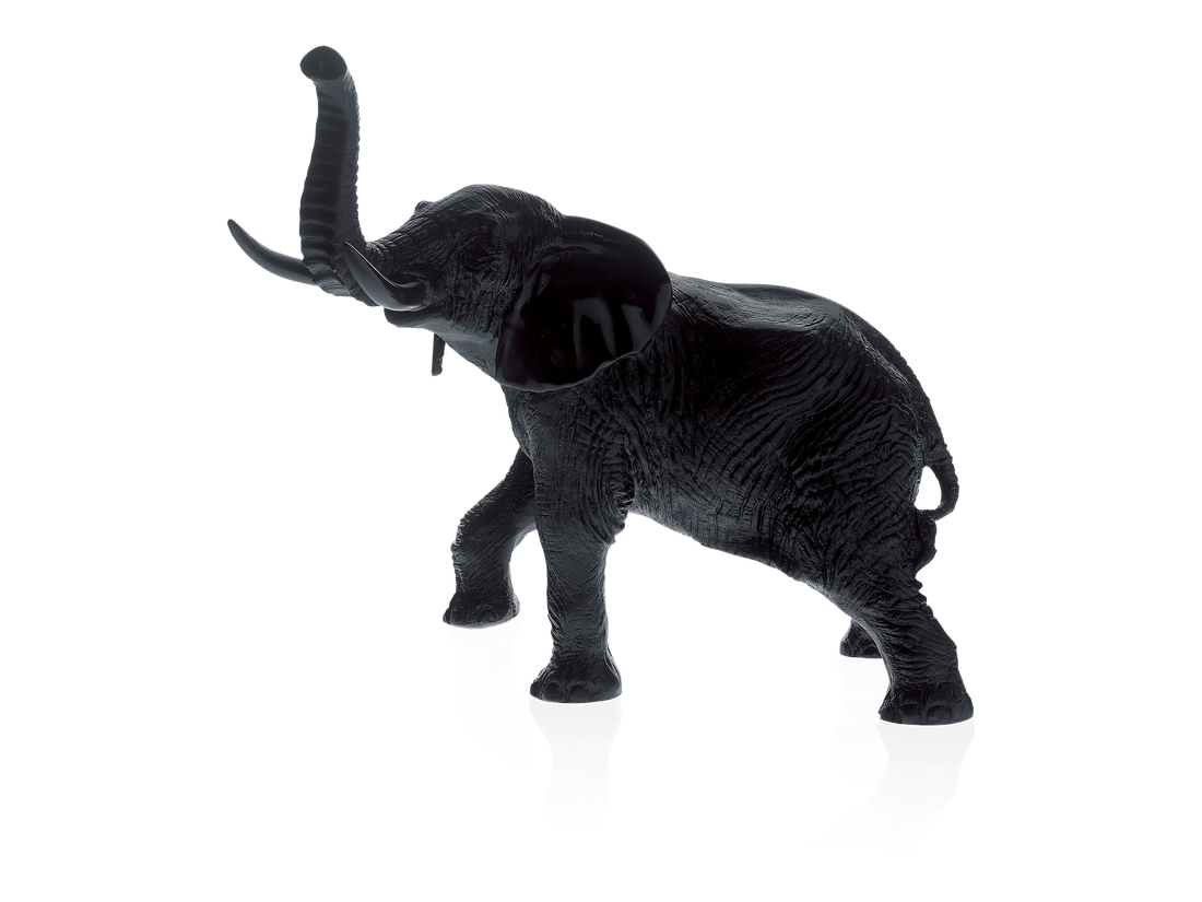 Large black Daum elephant glass sculpture by Jean-François Leroy, limited edition.