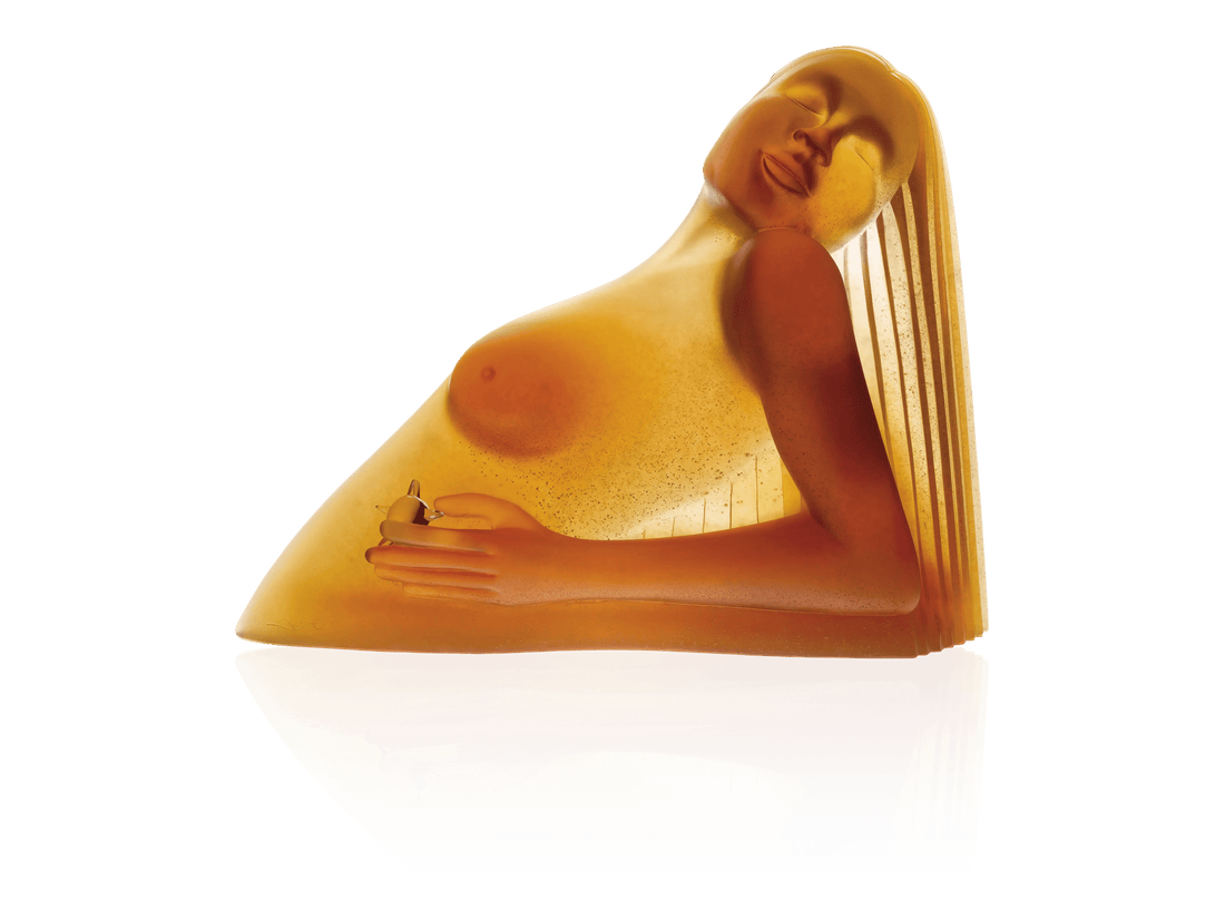 Daum Le Soleil de Dan Dailey 195ex amber glass sculpture of a reclining female figure