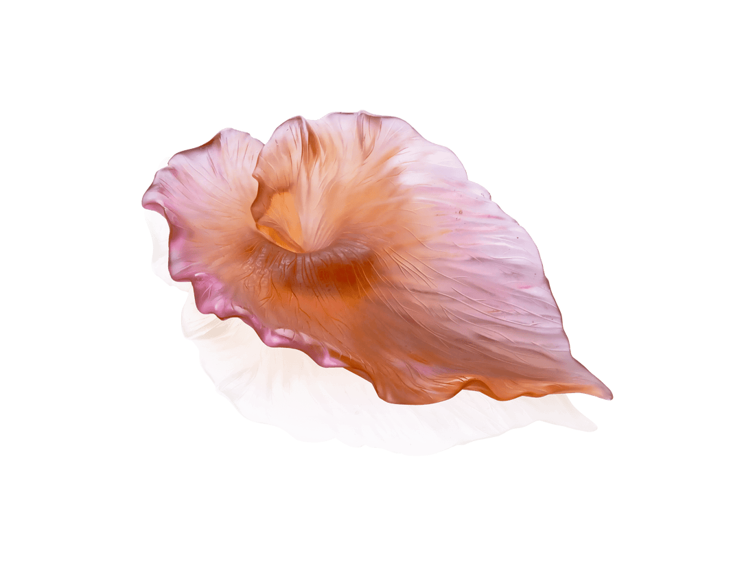 Daum Arum Coupe Ambre-rose crystal glass bowl with organic rose and amber tones.