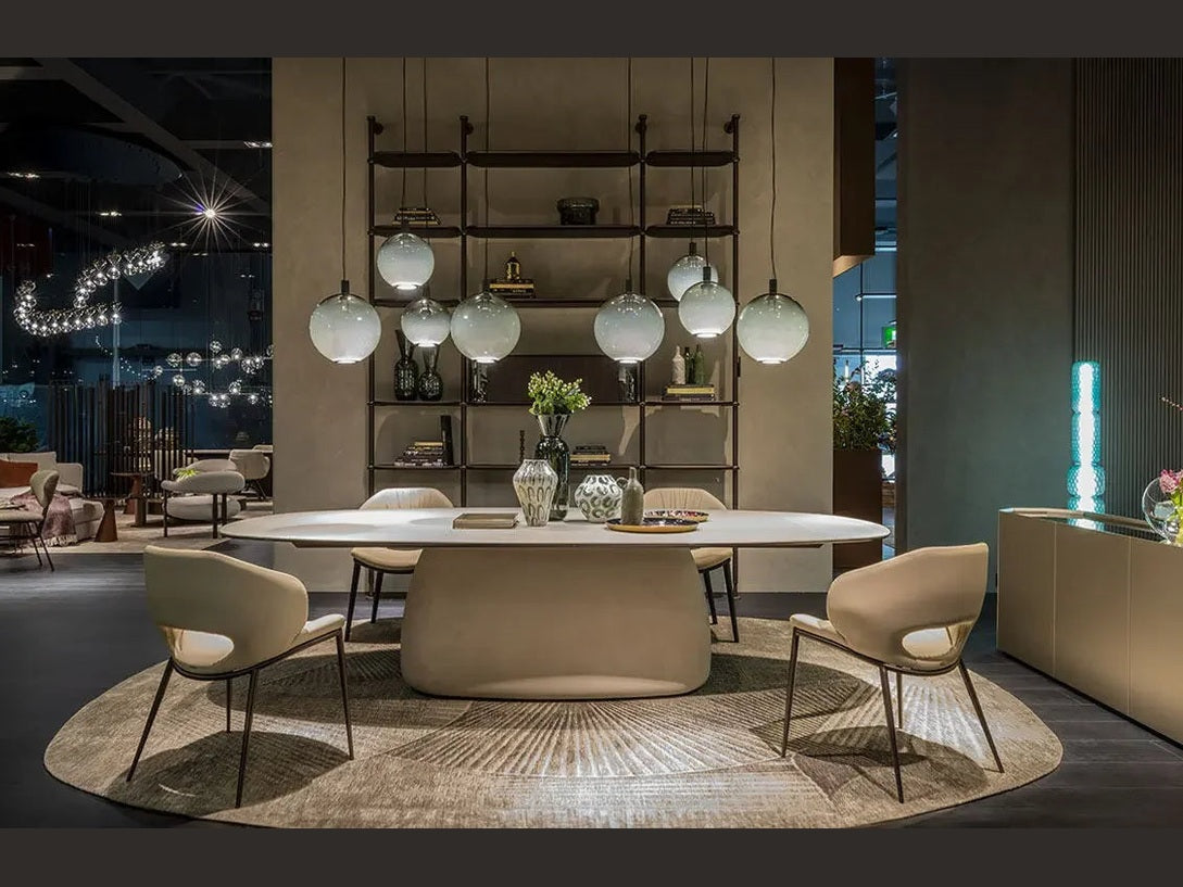 Cattelan Italia BOTERO Keramik dining set with oval ceramic table and modern chairs.