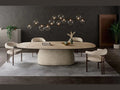 Cattelan Italia BOTERO Keramik oval dining table with cream chairs in a modern dining room.