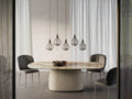 Cattelan Italia BOTERO Keramik dining set with marble table and glass pendant lights.