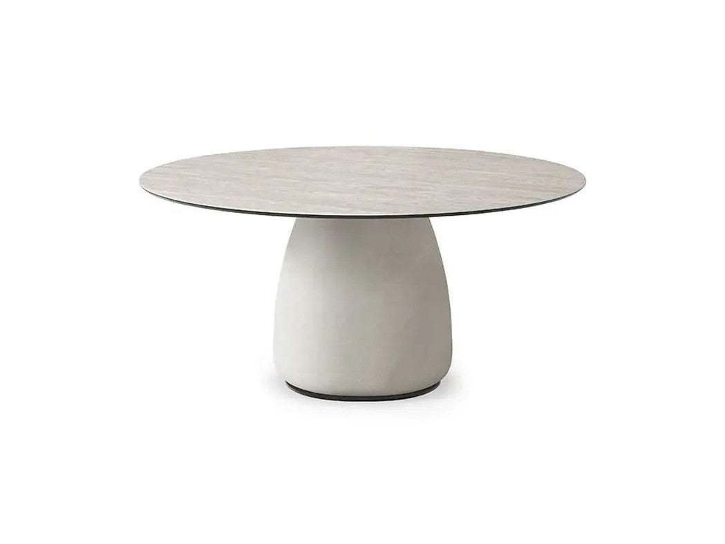 Cattelan Italia BOTERO Keramik Round dining table with a white ceramic base and grey top