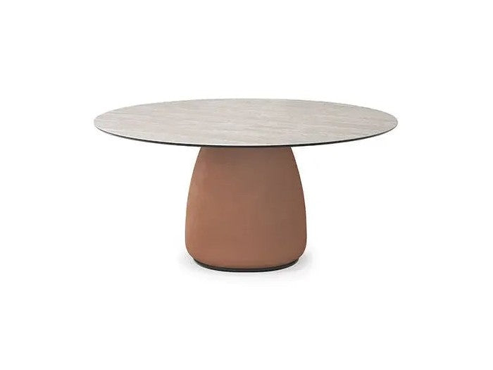 Cattelan Italia BOTERO Keramik Round dining table with a light marble top and terracotta base