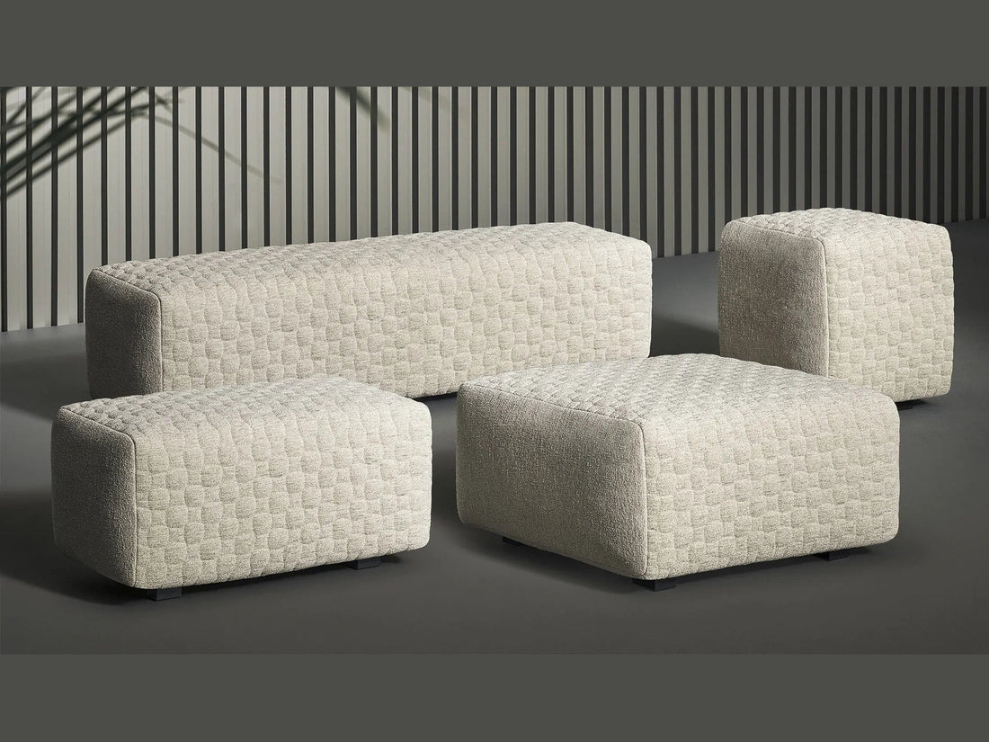 Luxury Bonaldo Intrecci Pouf and Bench, 4 Sizes, Removable Cover- Benjamin & Maxwell