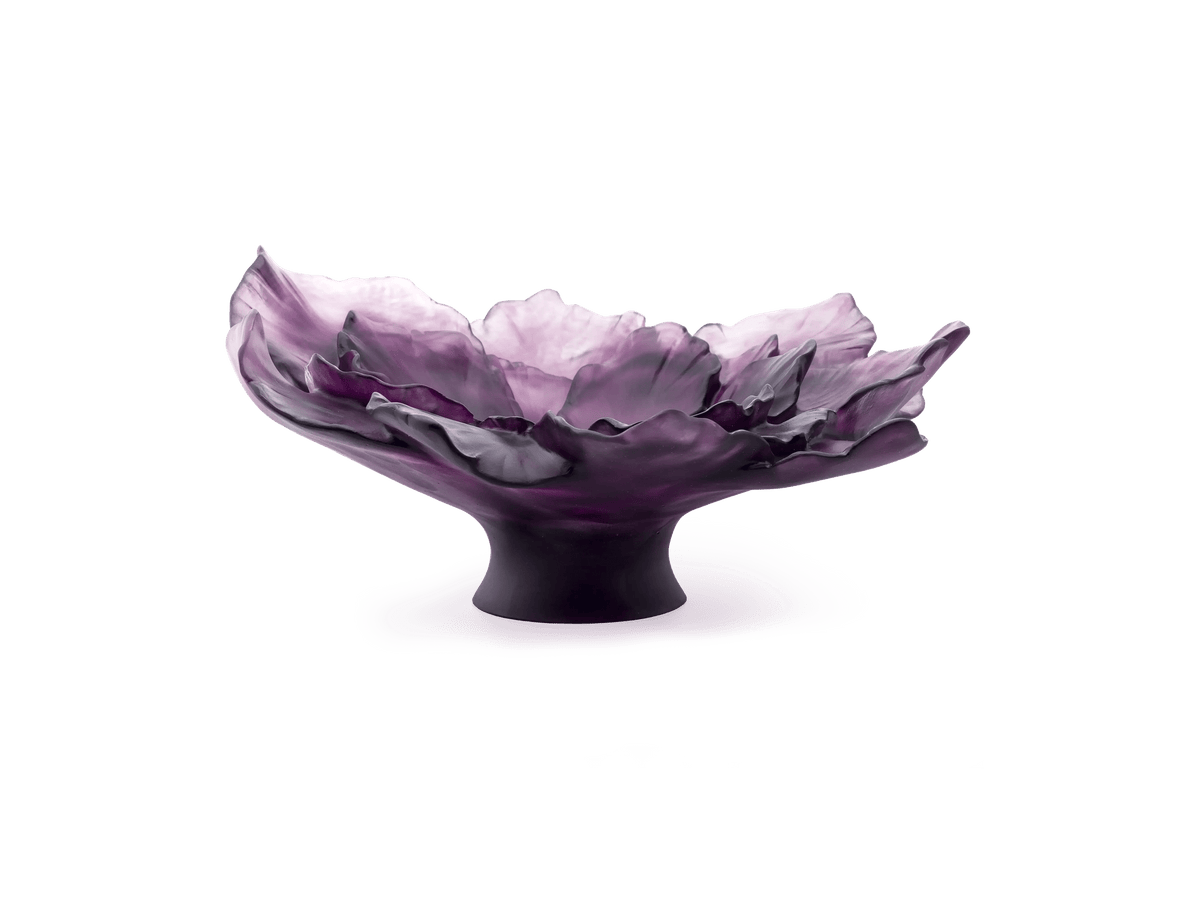Daum Camelia Coupe grand modèle Violette glass bowl with petal-like edges