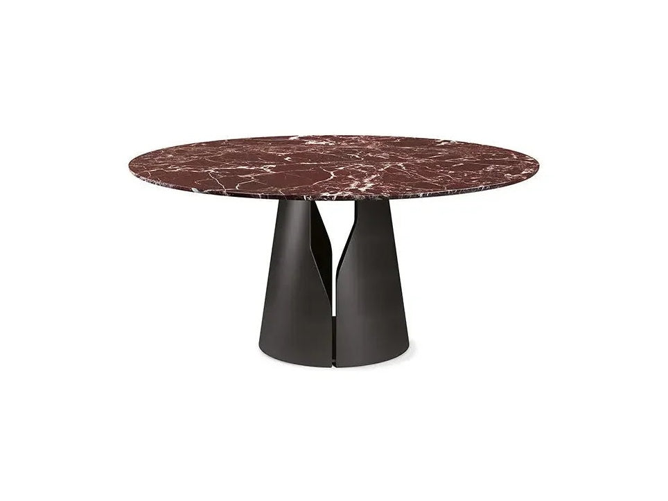 Cattelan Italia Giano round dining table with dark green marble top and black sculptural base