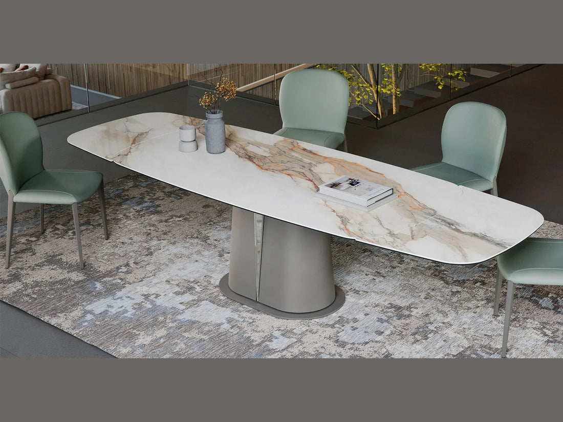 Luxury Gotham Keramik Drive Extendible Dining Table- Benjamin & Maxwell