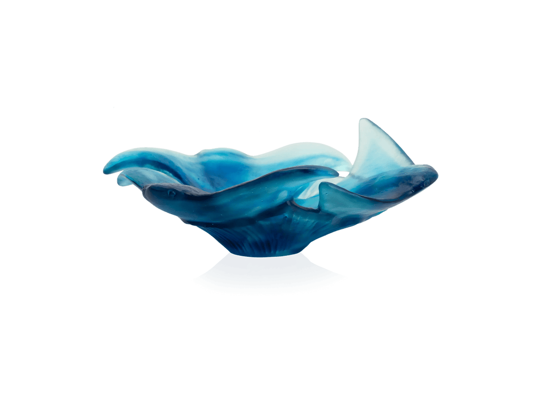 Daum Maya Coupelle blue glass bowl with wavy organic edges