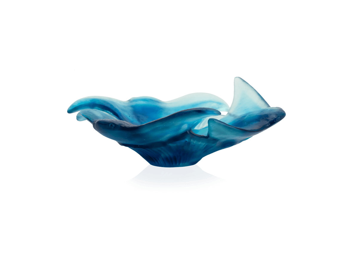 Daum Maya Coupelle blue glass bowl with wavy organic edges