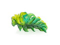 Daum Monstera Coupe medium model by Emilio Robba in green and yellow glass