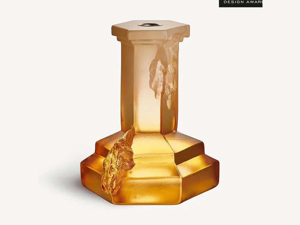 Luxury Rocky Baroque Candlestick Amber Haze Large- Benjamin & Maxwell