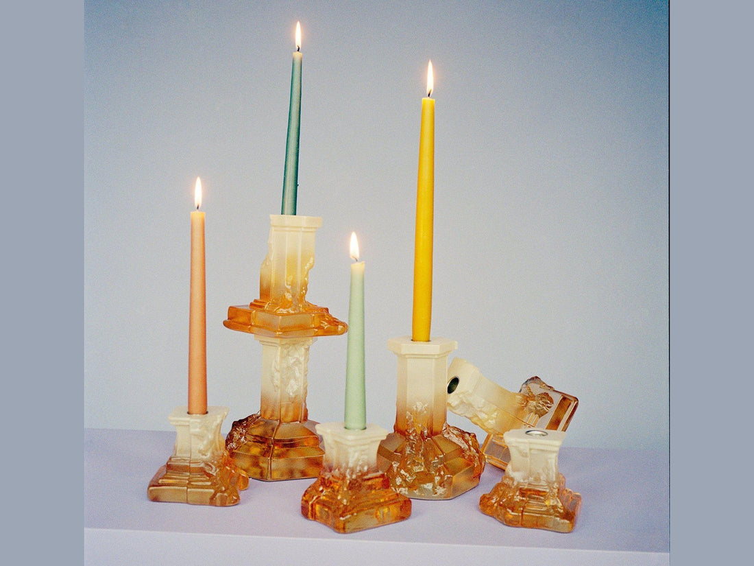 Luxury Rocky Baroque Candlestick Amber Haze Large- Benjamin & Maxwell