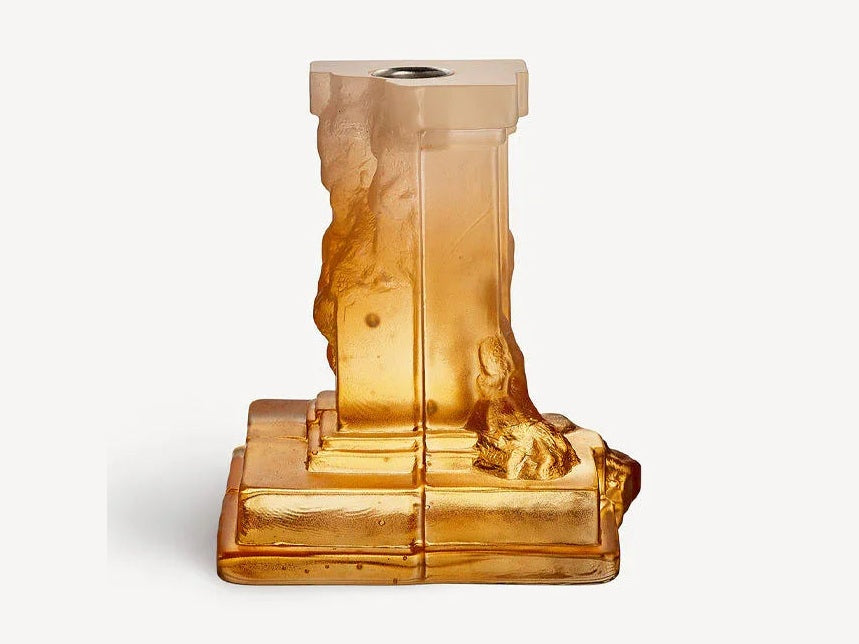 Luxury Rocky Baroque Candlestick Amber Haze Medium - Benjamin & Maxwell