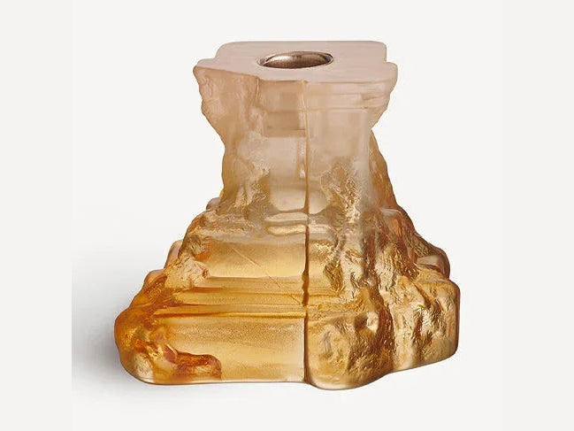 Luxury Rocky Baroque Candlestick Amber Haze Small- Benjamin & Maxwell