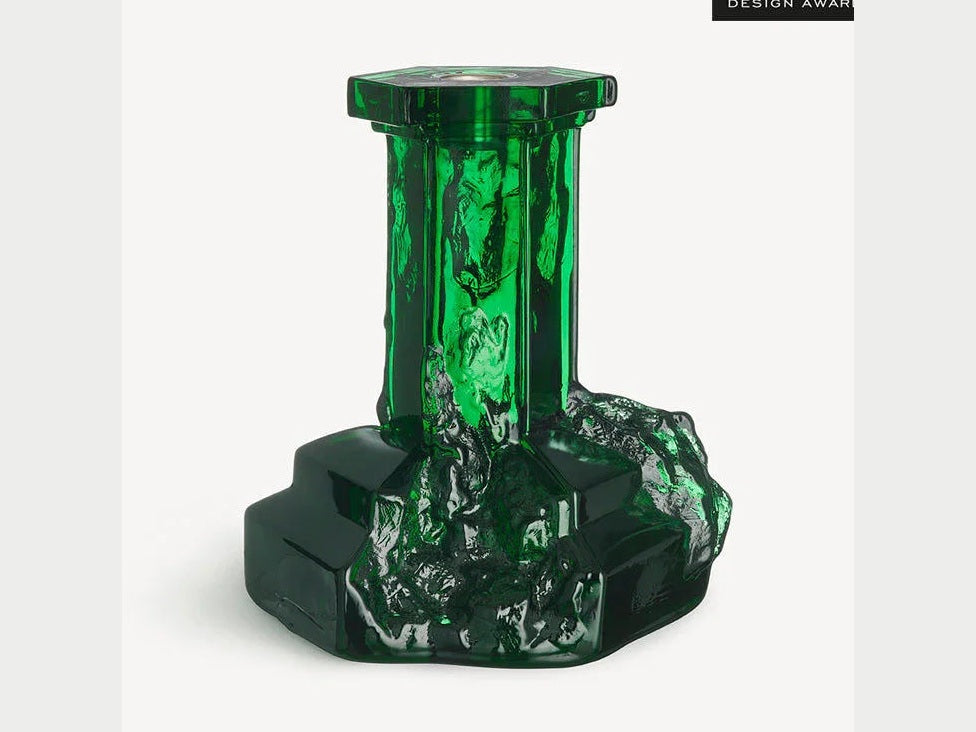 Luxury Rocky Baroque Candlestick Emerald Green Large - Benjamin & Maxwell