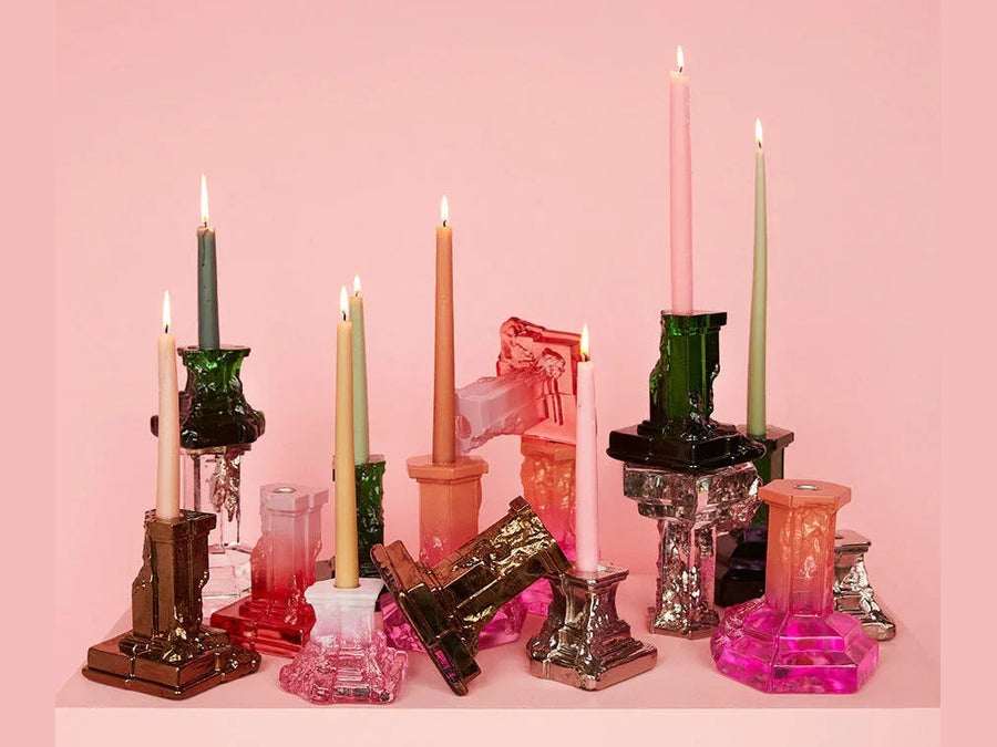 Luxury Rocky Baroque Candlestick Emerald Green Large - Benjamin & Maxwell