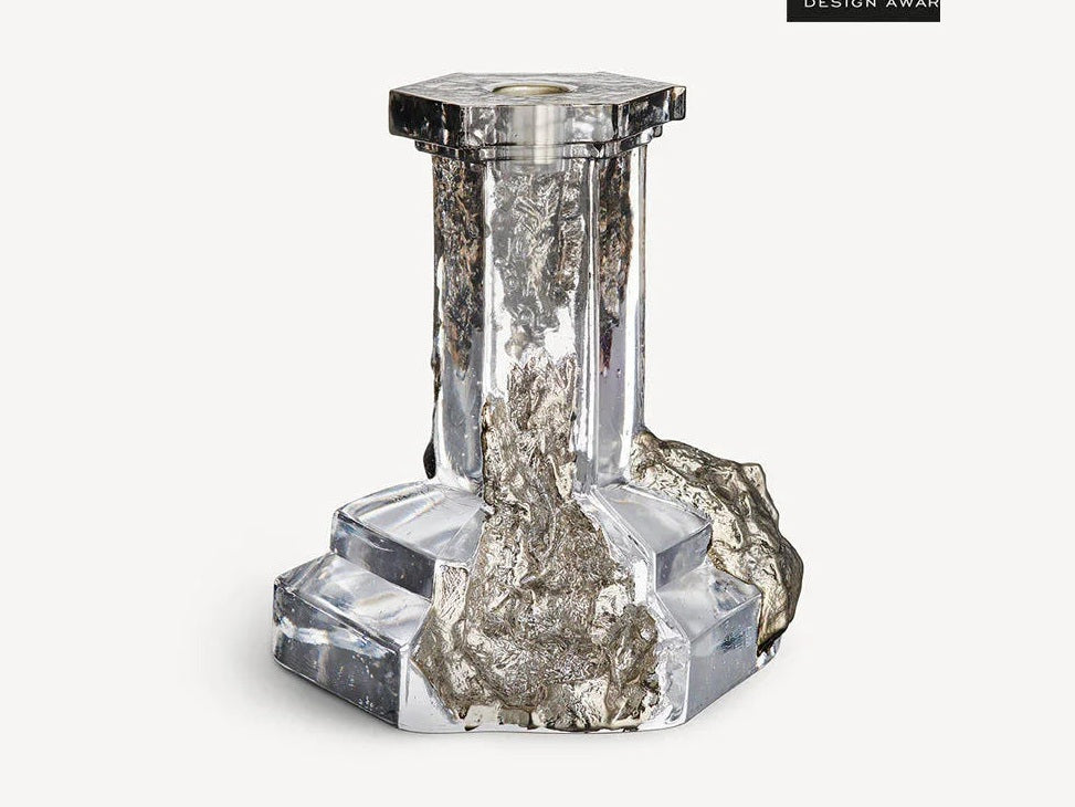 Luxury Rocky Baroque Candlestick Glossy Glaze Large- Benjamin & Maxwell