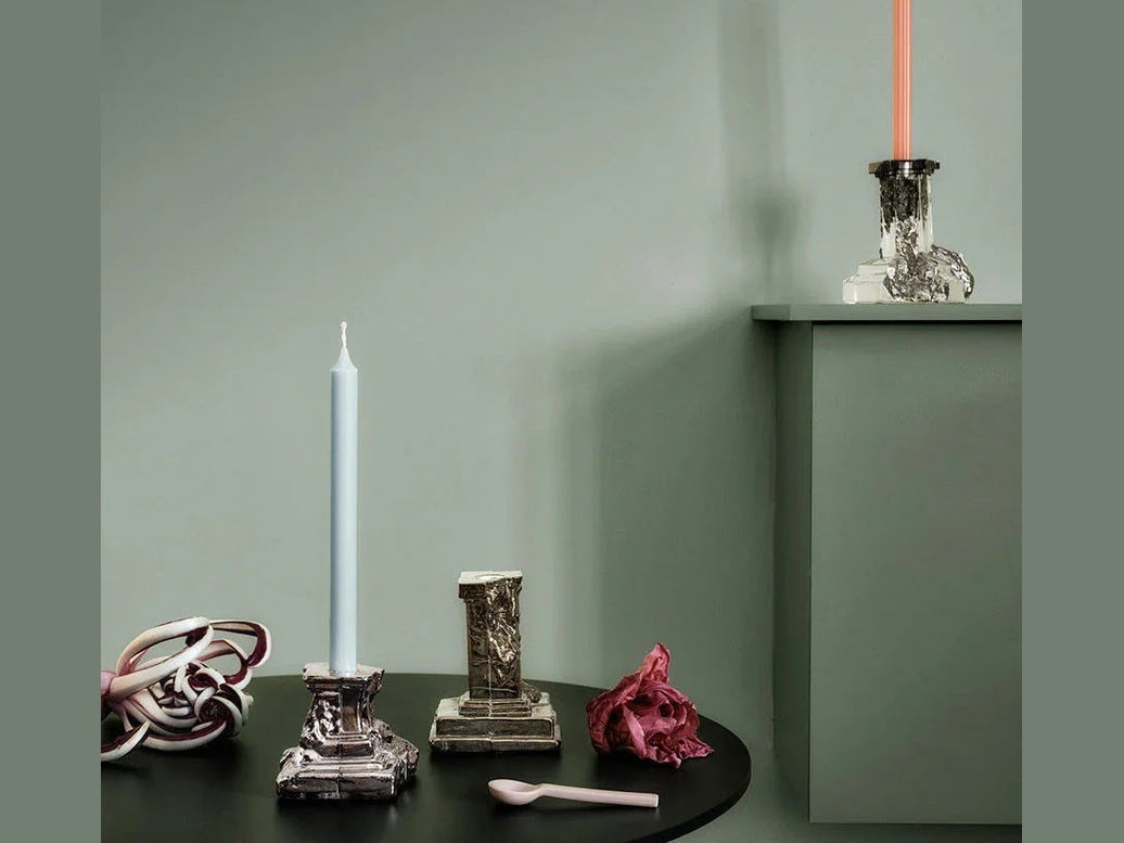 Luxury Rocky Baroque Candlestick Glossy Glaze Large- Benjamin & Maxwell
