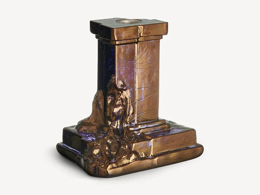 Luxury Rocky Baroque Candlestick Glossy Glaze Medium - Benjamin & Maxwell