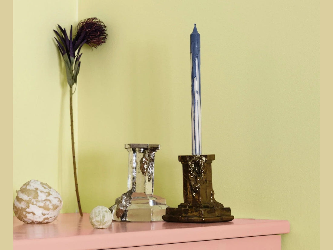 Luxury Rocky Baroque Candlestick Glossy Glaze Medium - Benjamin & Maxwell