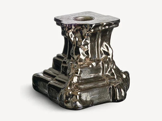 Luxury Rocky Baroque Candlestick Glossy Glaze Small- Benjamin & Maxwell