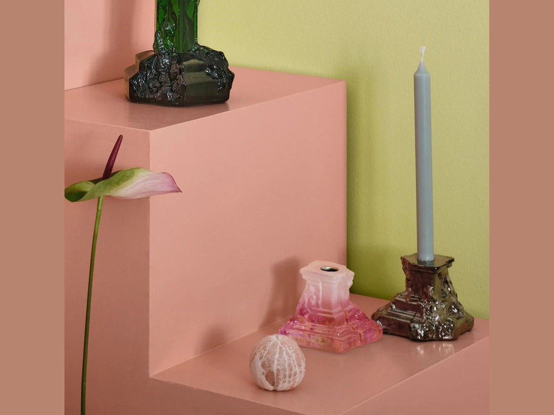 Luxury Rocky Baroque Candlestick Glossy Glaze Small- Benjamin & Maxwell