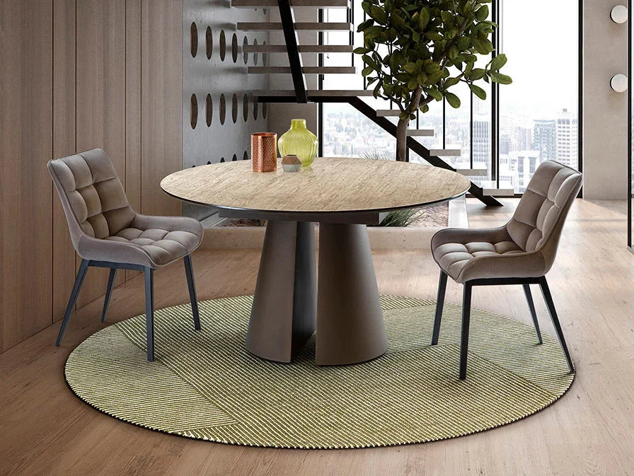 Luxury SCHULLER DINING TABLE - TRAVERTINE- Benjamin & Maxwell
