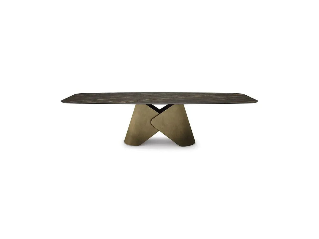 Cattelan Italia SCOTT Keramik dining table with leather chairs in a modern minimalist room.