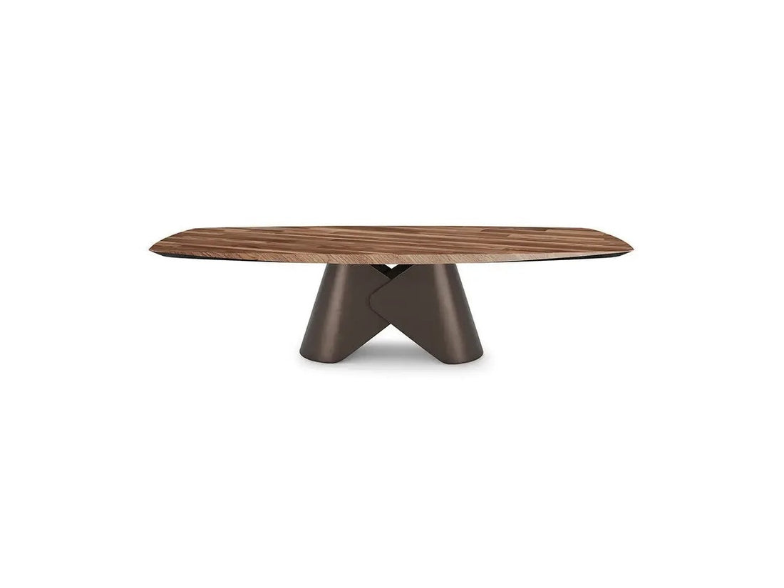 Cattelan Italia SCOTT Wood dining table with a dark rectangular top and sculptural stone base