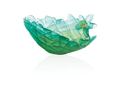 Daum Tressage medium model glass coupe in shades of teal and light green.