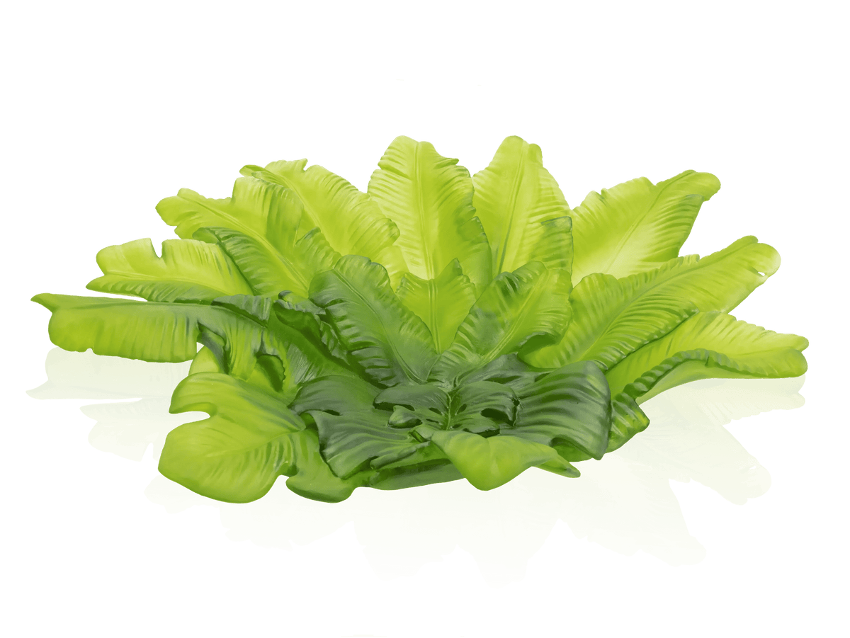 Daum Tutti Frutti Coupe grand modèle 175ex glass centerpiece with green leaf design