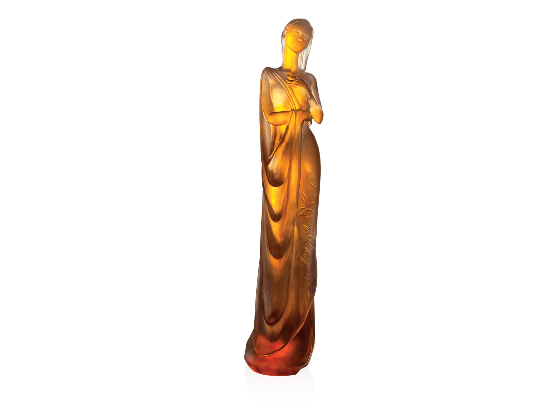 Daum Lys d'Eau de Marie-Paule Deville-Chabrolle amber glass figurine
