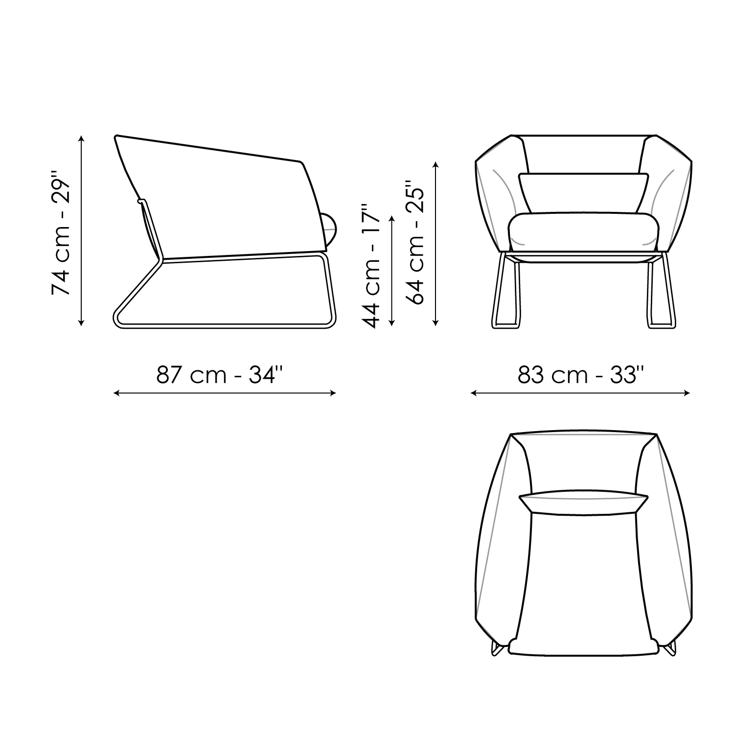 Bonaldo Nikos Low Hi Pouf Armchair with Down Cushions