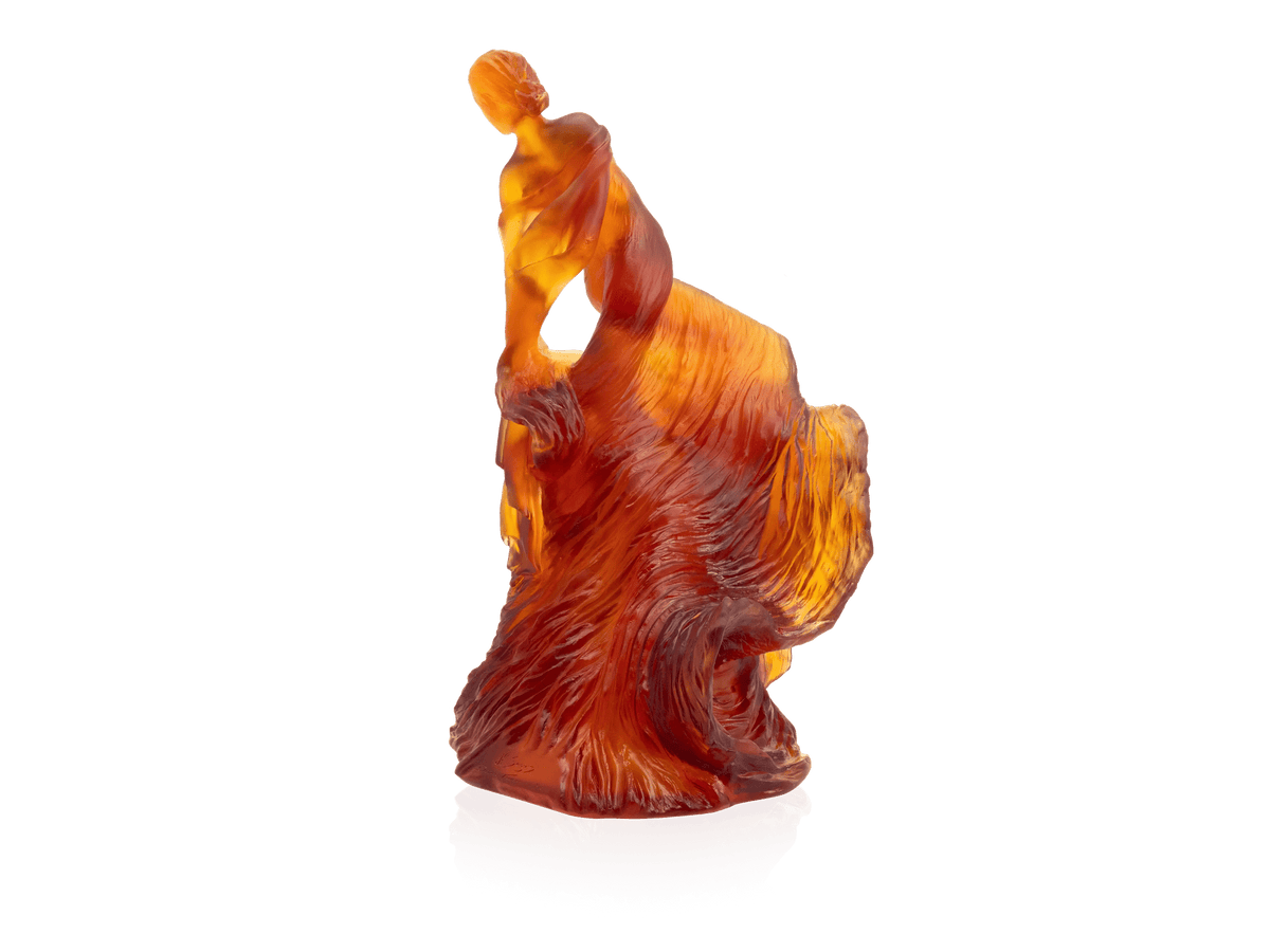 Nathalie Seguin Paloma glass sculpture by Daum in amber tones