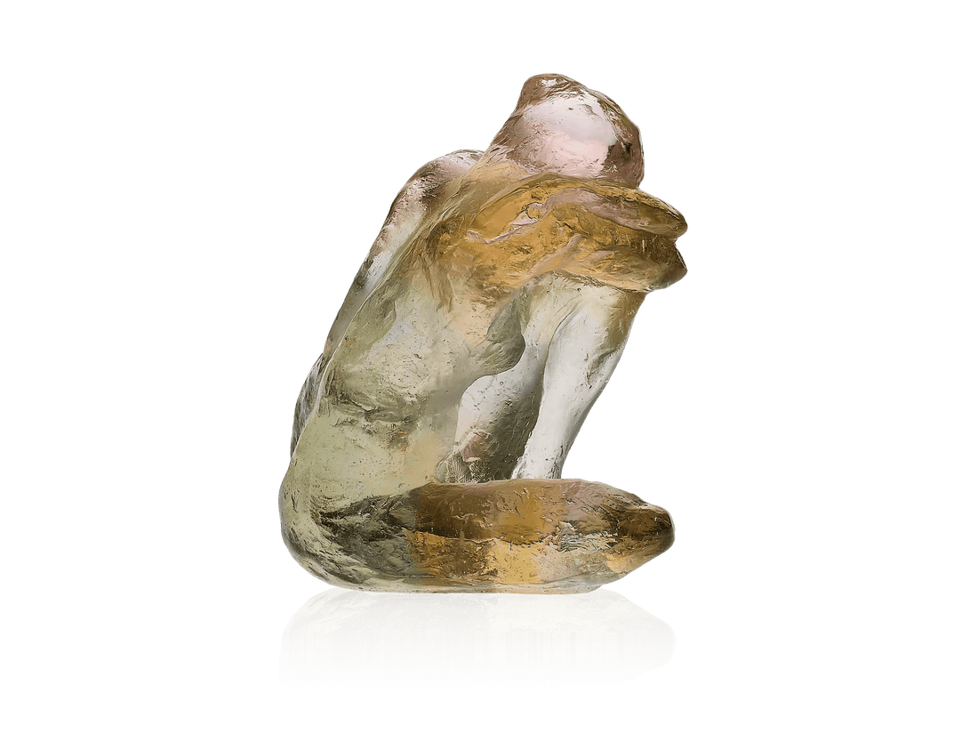 Daum Petite Muse de Sylvie Mangaud glass sculpture in amber and clear tones