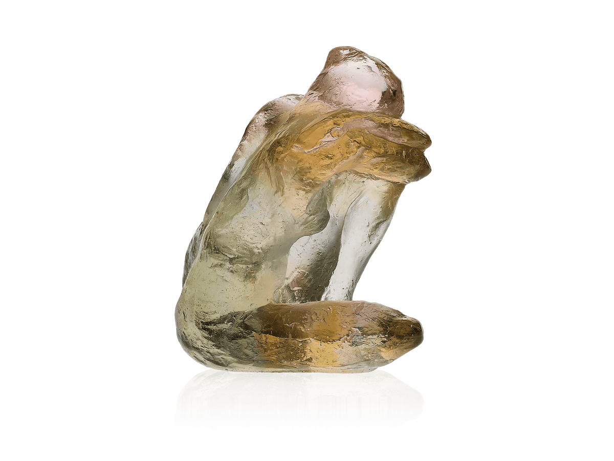 Daum Petite Muse de Sylvie Mangaud glass sculpture in amber and clear tones