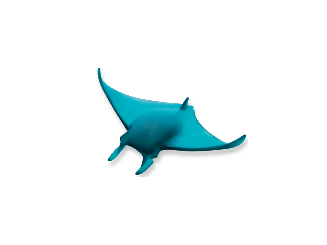 Blue Daum manta ray glass sculpture by Umberto Nuzzo 375ex