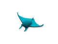 Blue Daum manta ray glass sculpture by Umberto Nuzzo 375ex