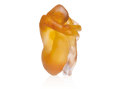 Daum Secret d'amour glass sculpture by Sylvie Mangaud in amber and translucent crystal