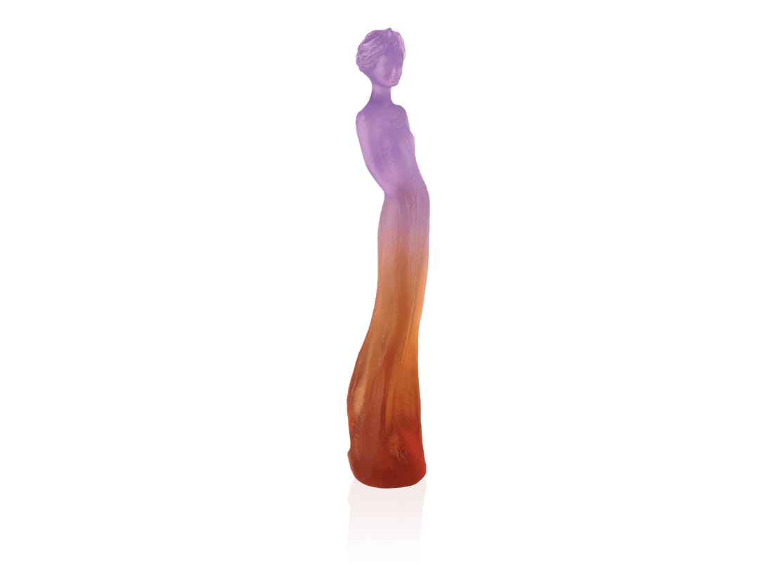 Daum Sophie figurine in amber and violet glass by Jean-Philippe Richard