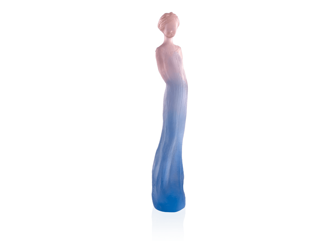 Daum Sophie Bleue et rose sculpture featuring a pink to blue gradient glass figure