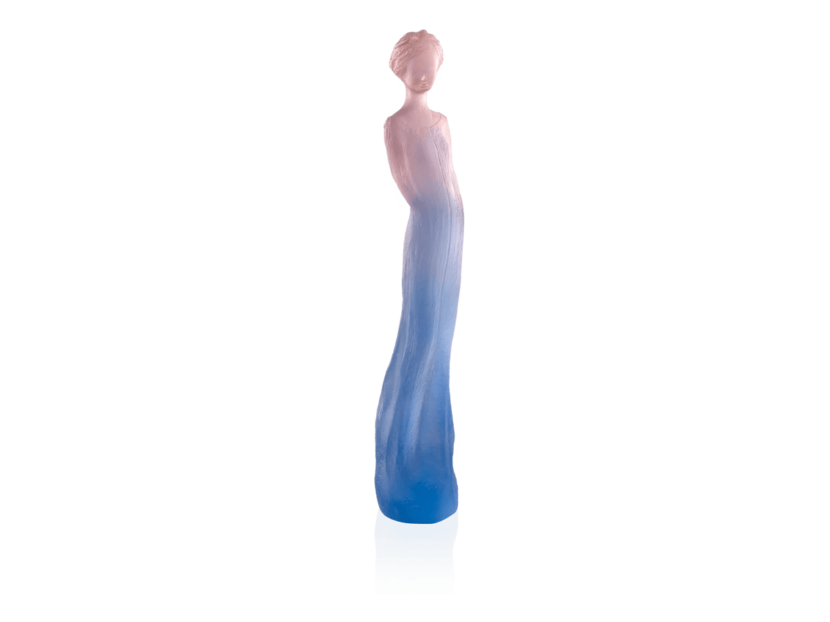 Daum Sophie Bleue et rose sculpture featuring a pink to blue gradient glass figure
